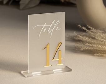 Frosted Acrylic Table Numbers - Frosted Acrylic Sign - Wedding Table Decor - Wedding Signage - Gold Table Numbers , Frosted Table Numbers