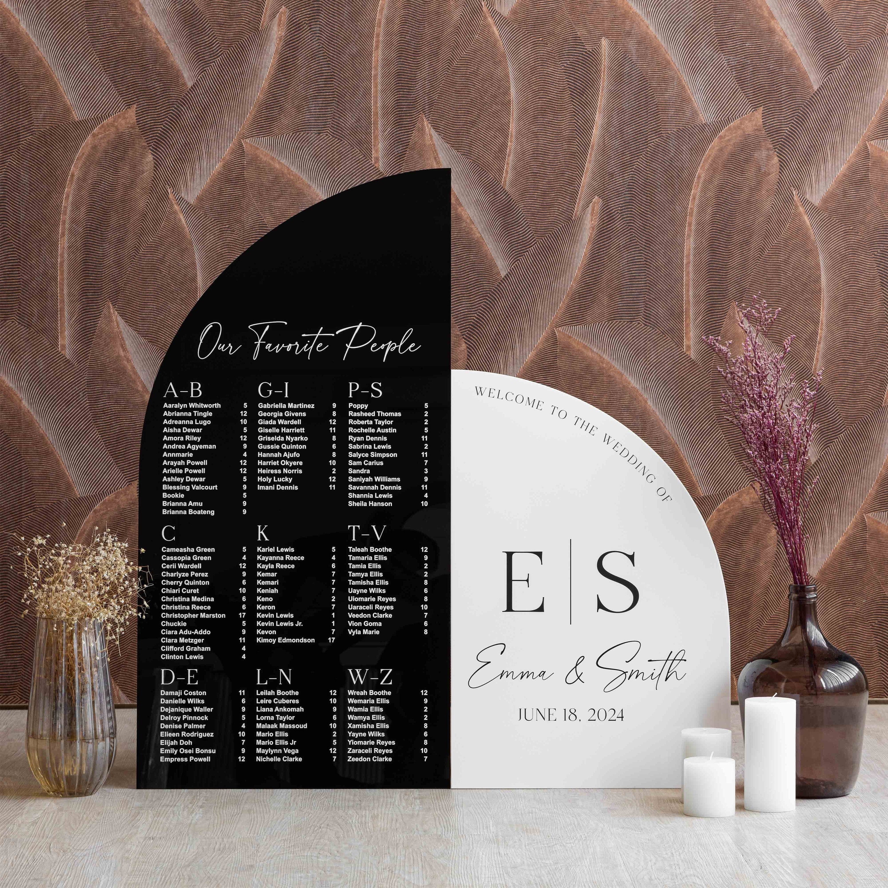 Wedding Signs Bundle - Black Seating Chart - Seating Chart Sign - Wedding Welcome Sign - White Acrylic Signs - Arch Seating Chart