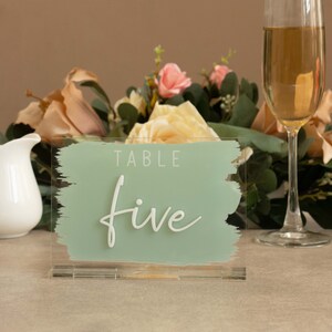 Brush Table Numbers | Painted Back Table Numbers | Acrylic Table Numbers | , Centerpieces Luxury Decorations, Wedding Table Number