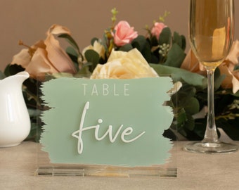Brush Table Numbers | Painted Back Table Numbers | Acrylic Table Numbers | , Centerpieces Luxury Decorations, Wedding Table Number