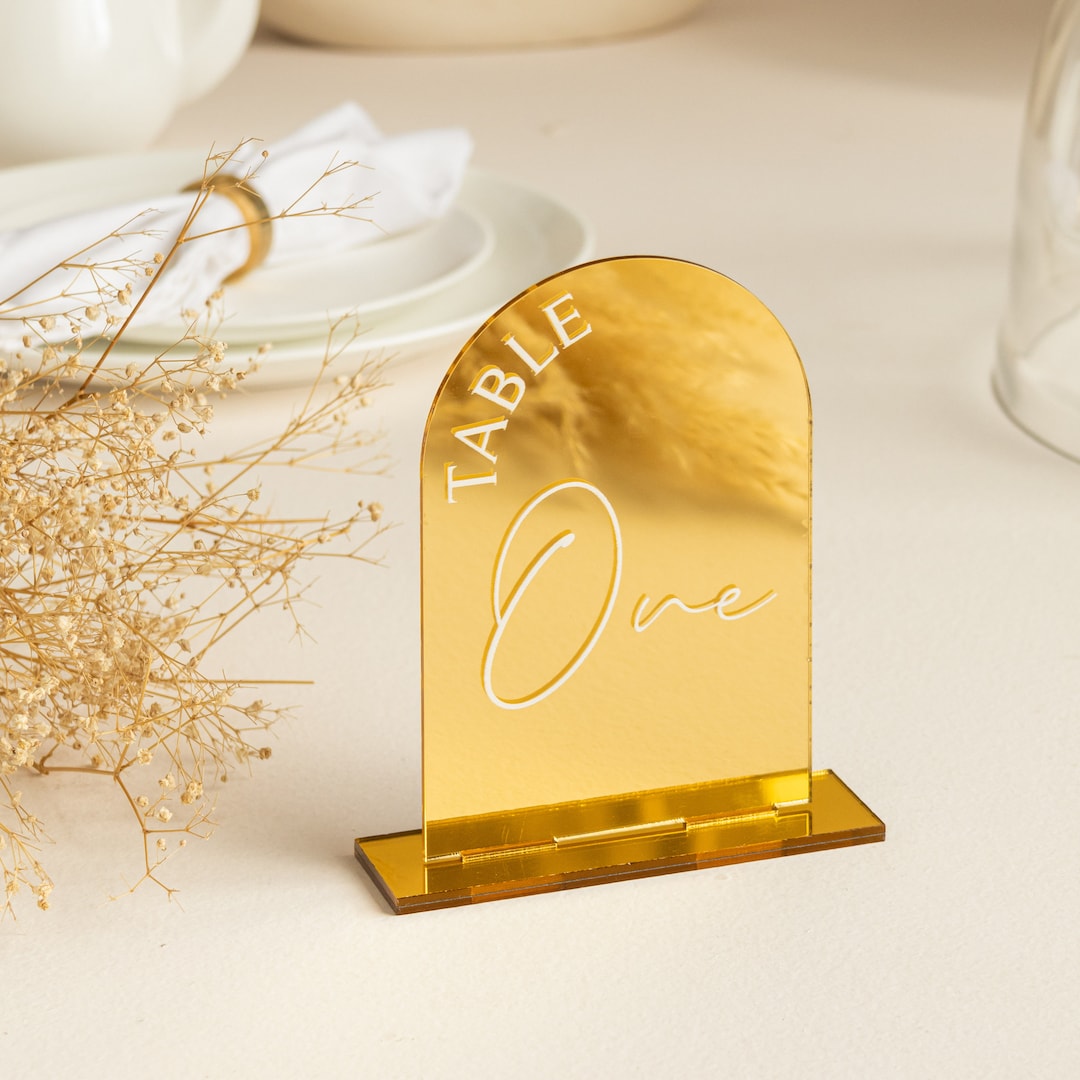 Mirror Gold Acrylic Table Numbers Arch Wedding Table Numbers Wedding