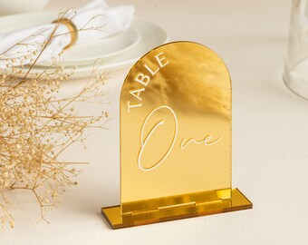Mirror Gold Acrylic Table Numbers | Arch Wedding Table Numbers | Wedding Table Sign | Table Numbers Wedding Decoration | Wedding Table Decor