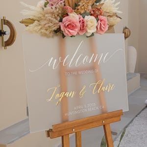 Welcome to Our Wedding-bord - welkomstbord bruiloft - acryl trouwbord met 3D-gouden spiegelnamen - welkomstbord mat acryl
