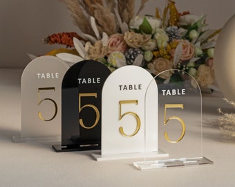 Black Acrylic Table Numbers - Frosted Acrylic Sign - Wedding Table Decor - Wedding Signage - Gold Table Numbers , White Table Numbers