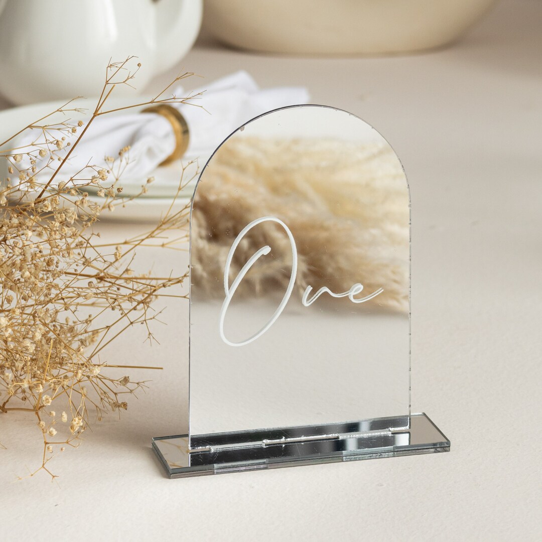Mirror Silver Table Numbers Arch Wedding Table Numbers Wedding Table