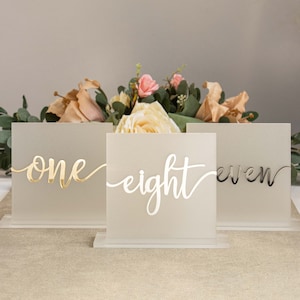 Números de mesa foscos | Números de mesa | Números de mesa em acrílico | Casamento de número de mesa, decorações de luxo de centros de mesa, número de mesa de casamento