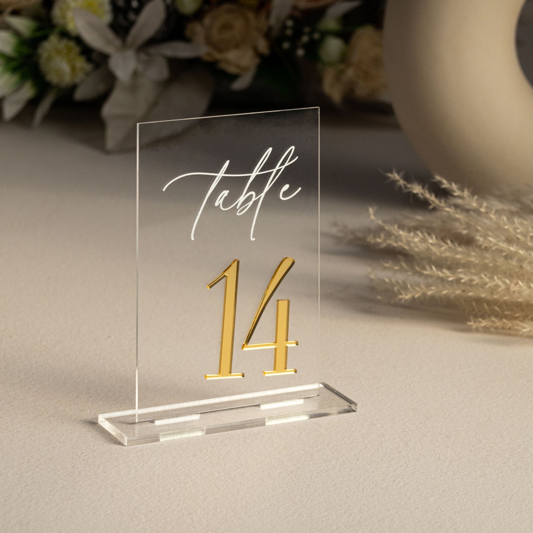 Clear Acrylic Table Numbers Clear Acrylic Sign Wedding Table Decor