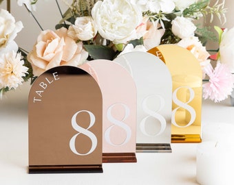 Gold Mirror Acrylic Table Numbers - Wedding Table Signs - Wedding Signage - Wedding Table Decor - Arch Wedding Table Numbers -  Wedding sign