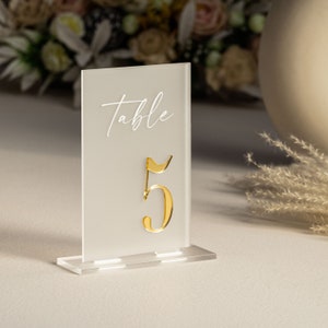 Frosted Acrylic Table Numbers - Frosted Acrylic Sign - Wedding Table Decor - Wedding Signage - Gold Table Numbers , Frosted Table Numbers