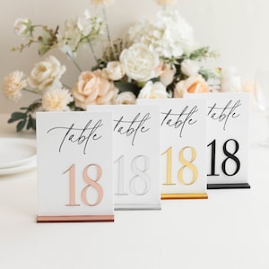 White Acrylic Table Numbers - Wedding Table Decor - Wedding Signage - Gold Table Numbers - Wedding Table Setting - Table Number Wedding