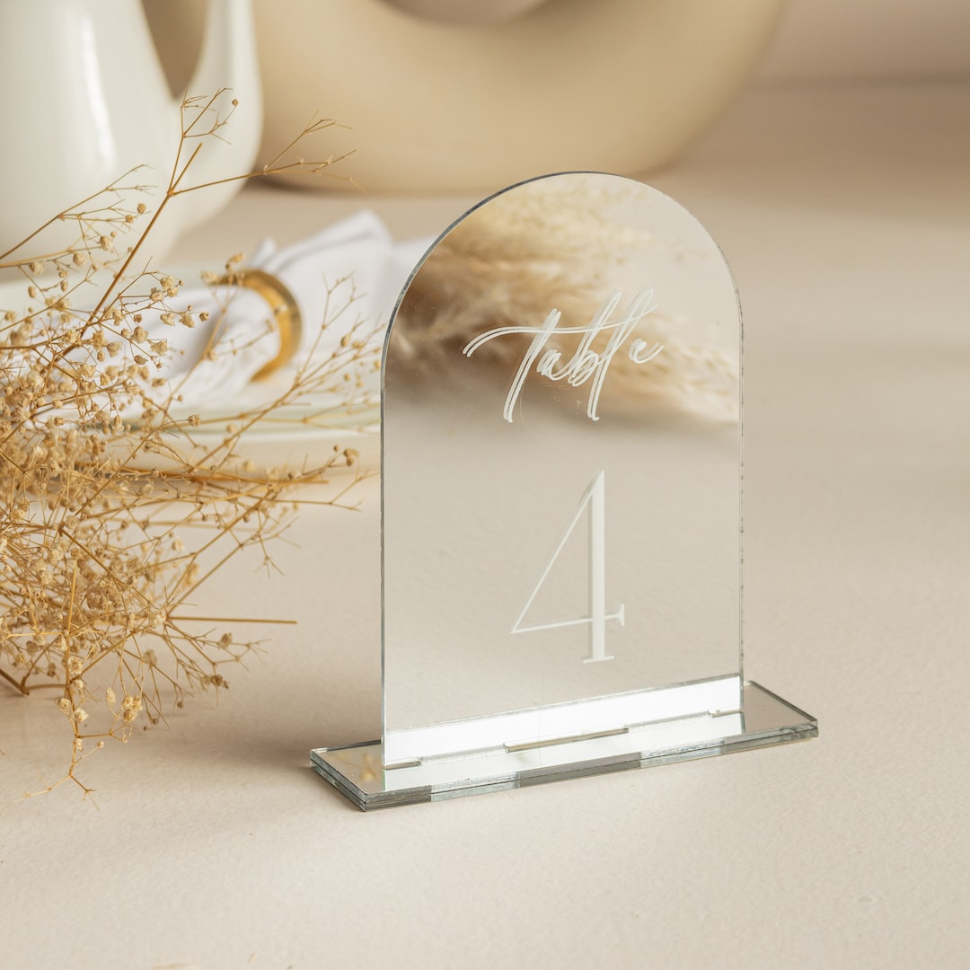 Mirror Silver Table Numbers Arch Wedding Table Numbers Wedding Table