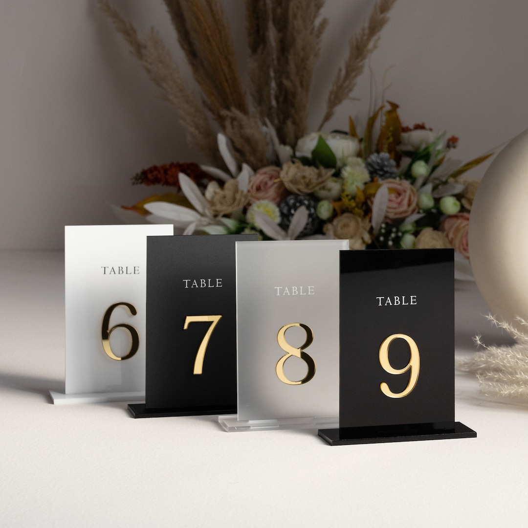 Black Acrylic Table Numbers Frosted Acrylic Sign Wedding Table Decor