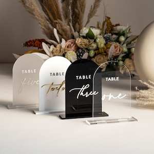 Black Acrylic Table Numbers - Frosted Acrylic Sign - Wedding Table Decor - Wedding Signage - Gold Table Numbers , White Table Numbers