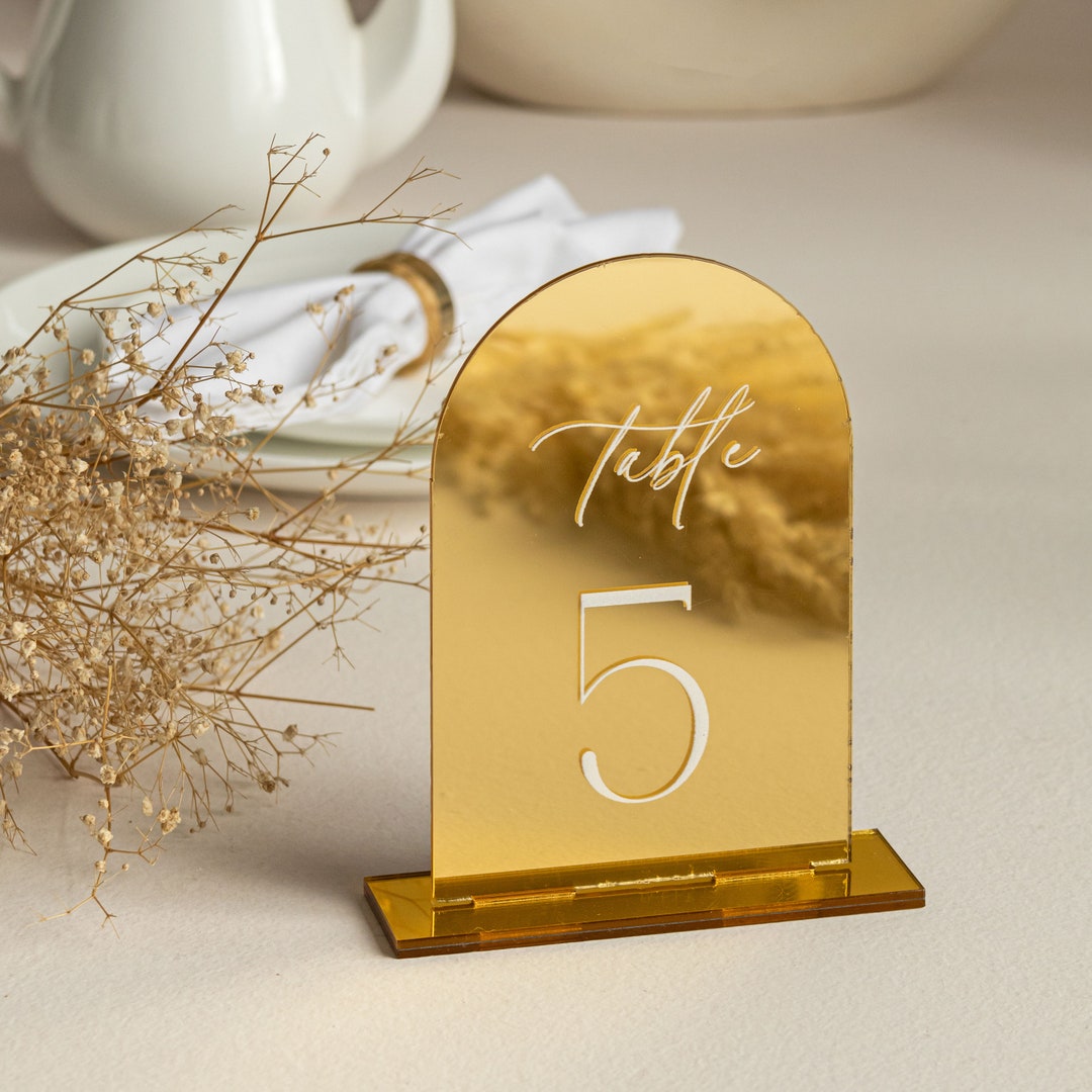 Mirror Gold Acrylic Table Numbers Arch Wedding Table Numbers Wedding