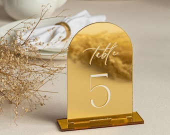 Mirror Gold Acrylic Table Numbers | Arch Wedding Table Numbers | Wedding Table Sign | Table Numbers Wedding Decoration | Wedding Table Decor