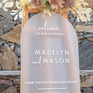 Frosted Acrylic Wedding Welcome Sign ,Arched welcome sign, Wedding Signage, Acrylic Engagement Sign, 3D Welcome Sign, Custom Wedding Sign image 2