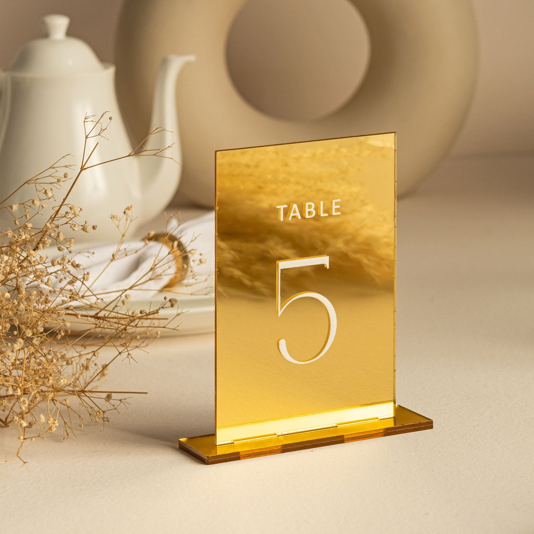 Mirror Gold Acrylic Table Numbers Wedding Table Numbers Wedding Table