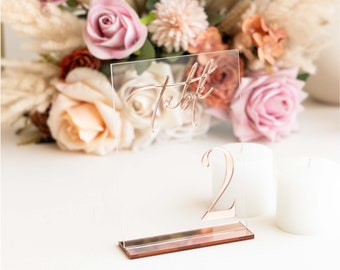 Rose Gold 3D Table Numbers - Wedding Table Numbers - Wedding Table Decor - Acrylic Table Number Signs - Rose gold wedding decor