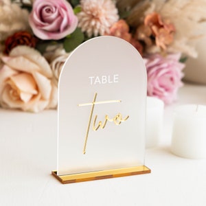 Frosted Arched Acrylic Table Numbers - Wedding Table Decor - Wedding Signage - Wedding Table Signs - Wedding Stationery - Reception Signs