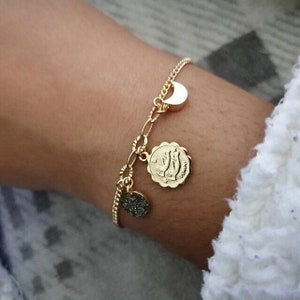 Gold plated Astro Zodiac bracelet astrological sign moon & sun/Gold plated bracelet with astrological zodiac sign, moon and sun