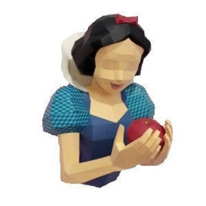 Snow white, 3D papercraft, digital template, origami, low polygonal papercraft, paper craft sculpture, pdf download