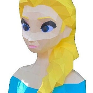 Elsa, princess, 3D papercraft, princess wall hanging, origami, polygonal papercraft, papercraft sculpture pdf digital files