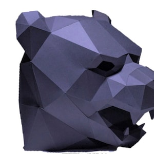 black panther mask, 3D papercraft, origami, low polygonal papercraft, polygonal mask, svg files, pdf, silhouette, 3D paper sculpture