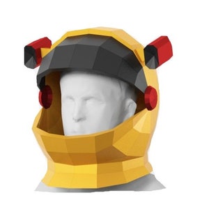 casco espacial, máscara de astronauta, papercraft 3D, plantilla digital, origami, papercraft de baja poli, papercraft de casco 3D, archivo pdf de escultura de papel