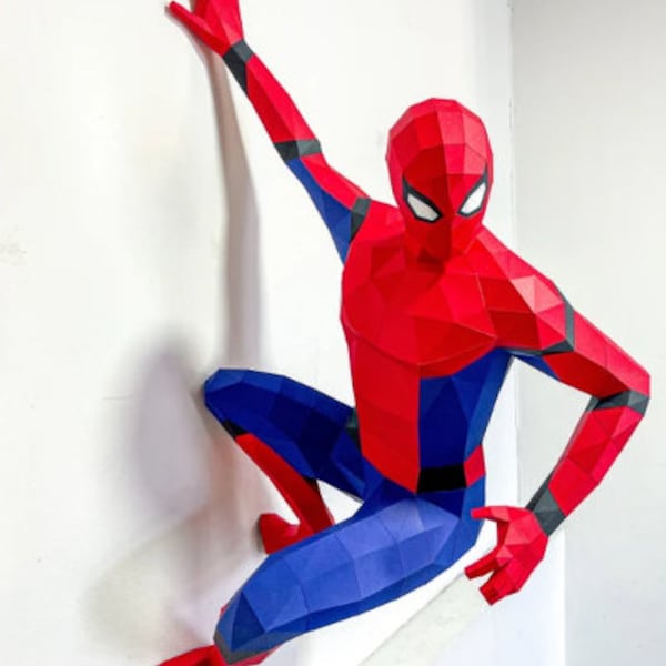 3D Spiderman, Superheld, 3D Papercraft, digitale Vorlage, Origami, Low Poly Papercraft, Papercraft Skulptur, pdf-Datei für Papercraft