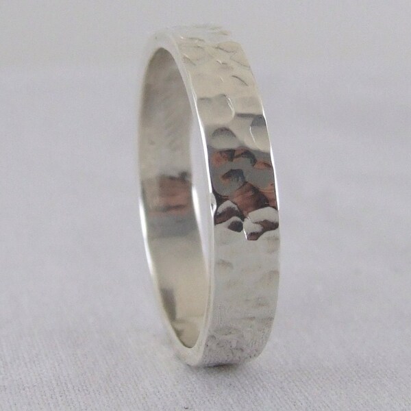 Sterling Silver 925 Hammered Silver Ring Men Woman Wedding Band Stack Hammered Ring Thin Thick Silver Hammered Ring Handmade Hammered Ring