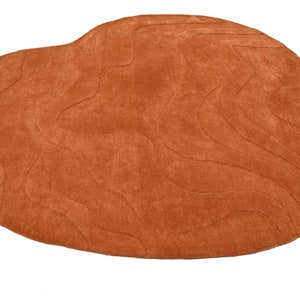 Rust Textured Area Rug Ranch Style Terrain Rust Textured Irregular Shape Hand Tufted Area Rug, 5x7 Ft ...