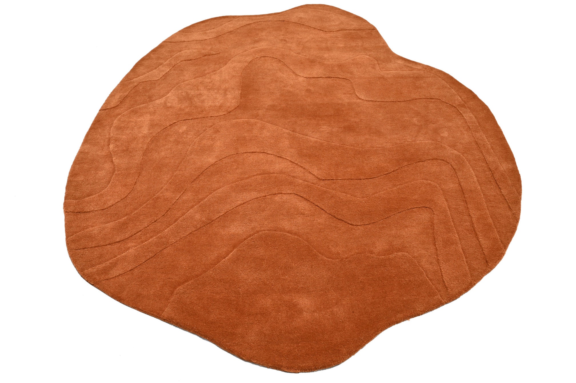 Rust Textured Area Rug Ranch Style Terrain Rust Textured Irregular Shape Hand Tufted Area Rug, 5x7 Ft ...