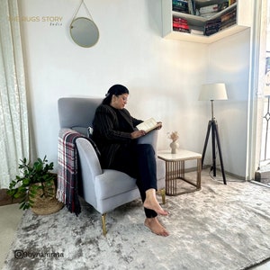 Grey Abstract Wool Rug, Handmade Tufted Area Rug, High Pile Textured Carpet, Modern Rectangular Rug, Neutral Designer Floor Rug