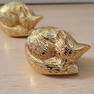 Brass Sleeping Fox Knob, Animal Cabinet Knob