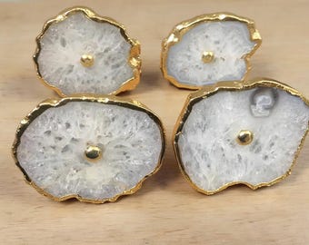 White Agate Cabinet Knob, Drawer Pull