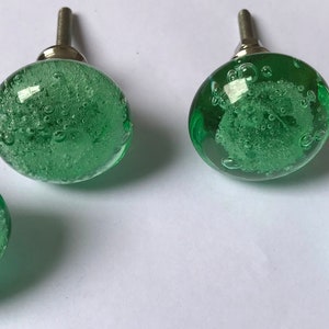 Glass Bubble Knobs for Home Kitchen Cabinet Hardware Cupboard Door Dresser Wardrobe and Drawer Pulls with Beautiful Design (Light Green))