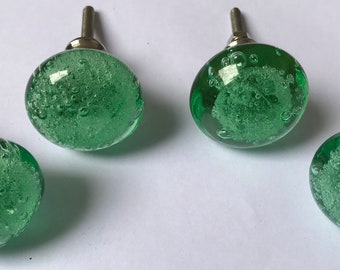 Boutons bulles en verre pour la maison, quincaillerie d'armoires de cuisine, portes de placard, commode, penderie et poignées de tiroir, beau design (vert clair)