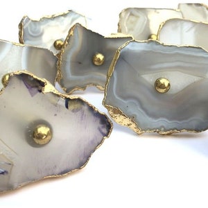 Grey/Cream Agate Cabinet Drawer Pull Decorative Wardrobe Cupboard Door Handle