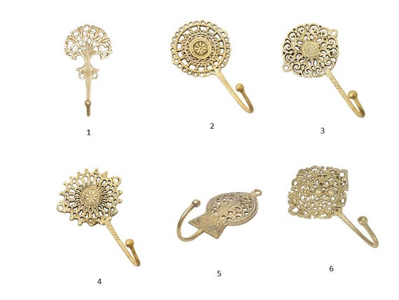 Brass Wall Hooks, Decorative Boho Brass Wall Hooks, Antique Key