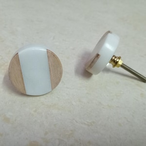 Wit marmer/houten kast ladehendel decoratieve garderobekast deurkruk // stenen knoppen