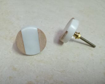 Tirador de cajón de armario de mármol blanco/madera, decorativo, para puerta de armario/pomos de piedra