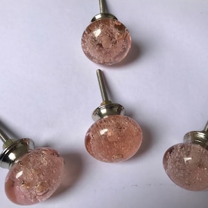 Glass Bubble Knobs for Home Kitchen Cabinet Hardware Cupboard Door Dresser Wardrobe and Drawer Pulls with Beautiful Design (Pink))