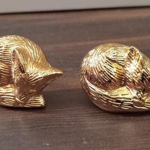 Golden brass Fox Cupboard Door Handles, Animal Drawer Pulls | Gold metal Cabinet Door Knobs