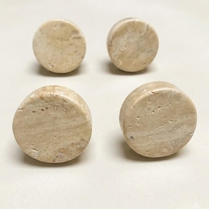 Handcrafted Natural Travertine Knob - Organic Stone Cabinet Pull for Kitchen, Bathroom Vanity, Dresser & Furniture - Beige Stone Hardware