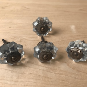 Clear Octagon Glass Knob | Crystal Cabinet Pull | Drawer Handle