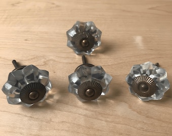 Clear Octagon Glass Knob | Crystal Cabinet Pull | Drawer Handle