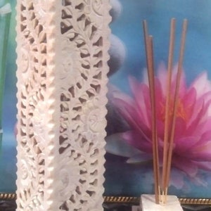 Soap stone incense holder / Ash catcher / Marble tower incense burner with elephant design