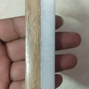 White Marble & Wood Cabinet Handle, Long Drawer Pull