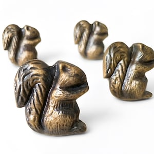Squirrel Cabinet Knob Antique Finish Woodland Animal Drawer Pull Rustic Hardware