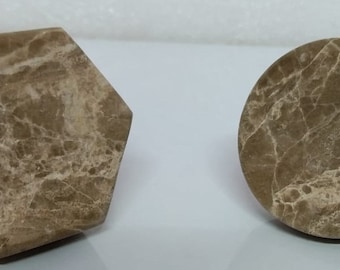 Brown Stone Cabinet Drawer Pull Decorative Wardrobe Cupboard Door Handle // stone knobs